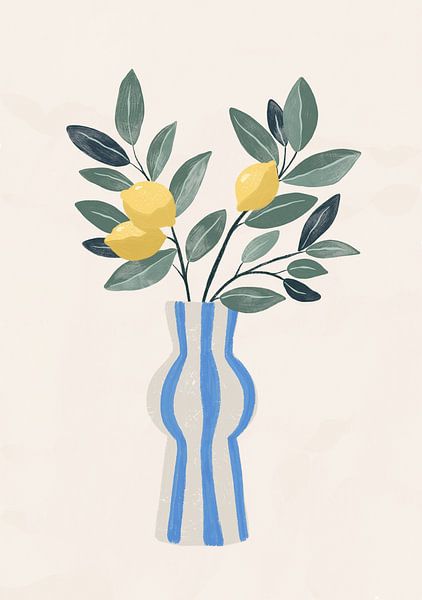 Vase à rayures citron par Katarzyna Gąsiorowska