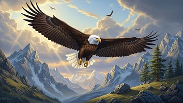 Majestätischer Adler über Berggipfeln von Syapaat syapaat