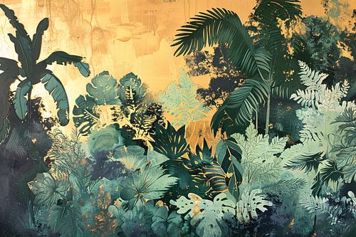 Levendige jungle in moderne kunststijl