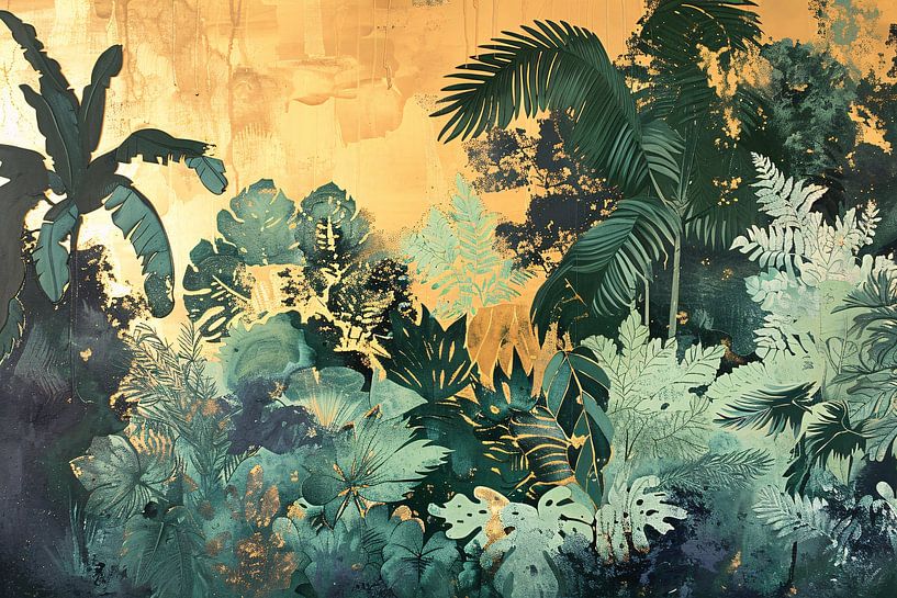 Lebendiger Dschungel im modernen Kunststil von Art & Soul Creations