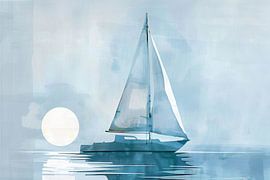 Geometrisch zeilen - Moderne zeilbootkunstwerken voor zeilliefhebbers van Poster Art Shop