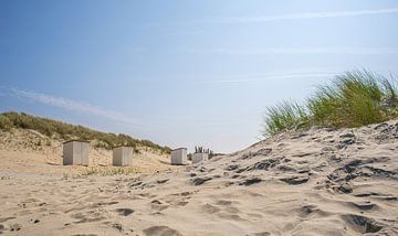 Schattige strandhuisjes in de duinen op strand Breskens Zeeland van Wildlife Designs