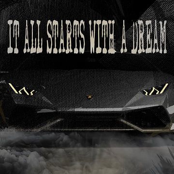 L'essence du rêve - Impression sur toile carrée d'une Lamborghini sur ADLER & Co / Caj Kessler