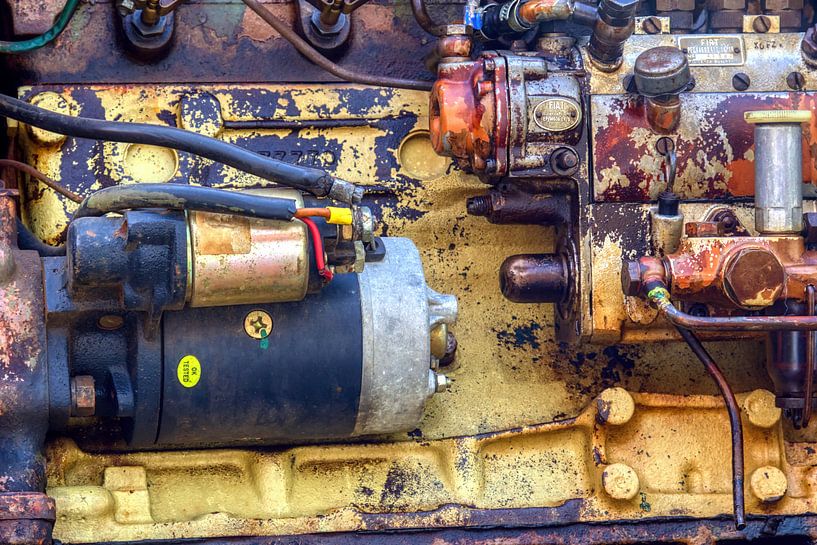 engine block of an old tractor by W J Kok