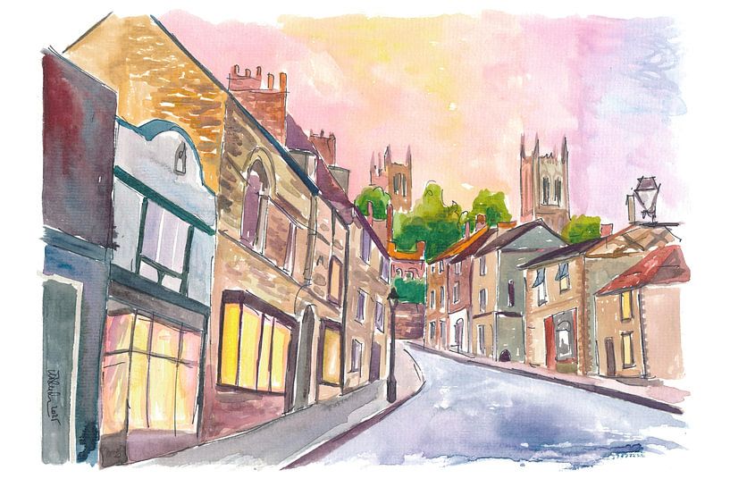 Goldene Morgenröte auf Lincolns historischem Steep Hill von Markus Bleichner