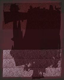 Formes abstraites en rouge vin et rose. sur Dina Dankers