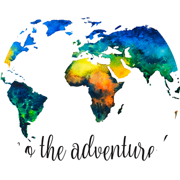 Wereldkaart in Aquarel - And so the adventure begins van WereldkaartenShop