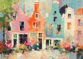 Une rangée de maisons colorées aux tons pastel sur Niklas Maximilian