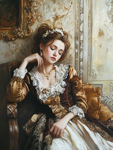 Rokoko-Frau | Verschnörkelte Frau im Rokoko-Stil