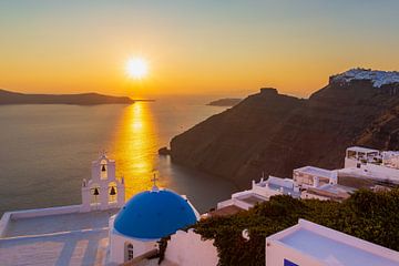 Zonsondergang op Santorini (Griekenland) van Tux Photography
