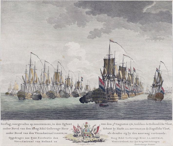 The start of the naval battle at Doggersbank, Cornelis Bogerts, 1781 by Atelier Liesjes