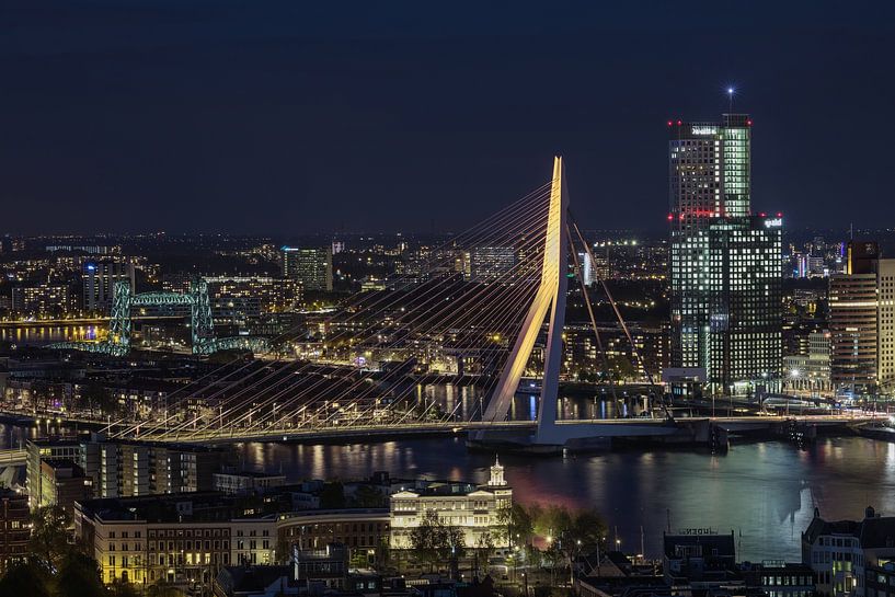 Die Erasmusbrücke in Rotterdam in goldener Farbe speziell für Werk aan de Muur - 10 Jahre Kunst von MS Fotografie | Marc van der Stelt