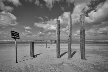 Beach poles at nude beach by Peter Bartelings