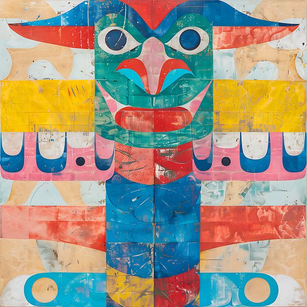 Cheerful, vintage totem pole in warm colours by Lauri Creates