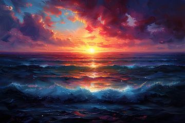 Painting Sunset | Painting Setting Sun by AiArtLand