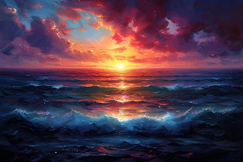 Schilderij Zonsondergang | Schilderij Ondergaande Zon