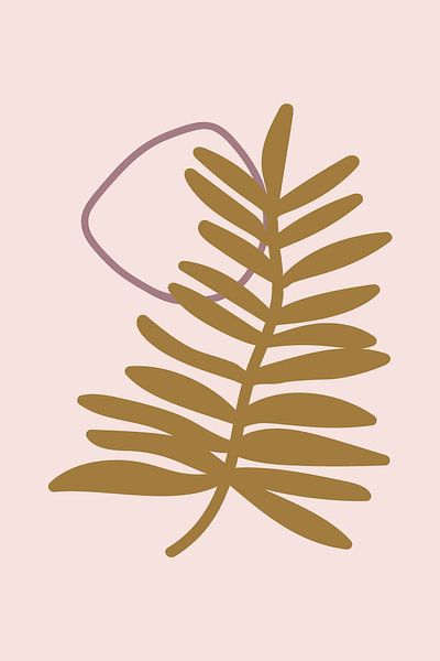 Modern boho botanical. Leaves in pastel colors. Ocher, pink, purple 4 by Dina Dankers