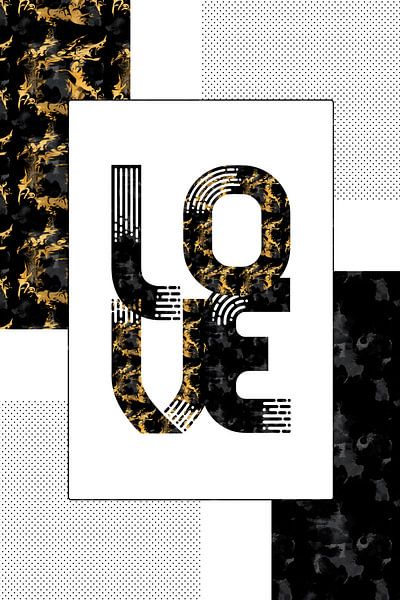 Grafikkunst Gold LOVE | schwarz & gold von Melanie Viola