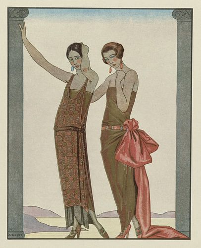 George Barbier - Vespers; Robes du soir, de Worth (1922)