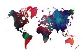 world map blue red green #map by JBJart Justyna Jaszke