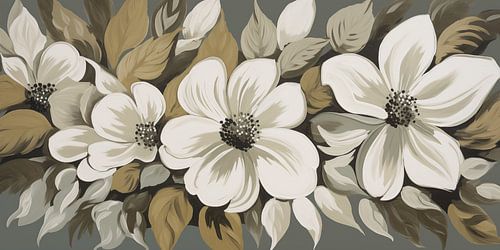 Bloemen in olijfgroen en taupe