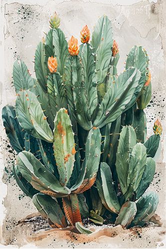 fleur de cactus aquarelle