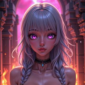 PYRAVYX – Sexy anime girl in a burning temple by INFERAURUM