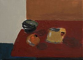 Ocher tabletop by Kjeld Olsen