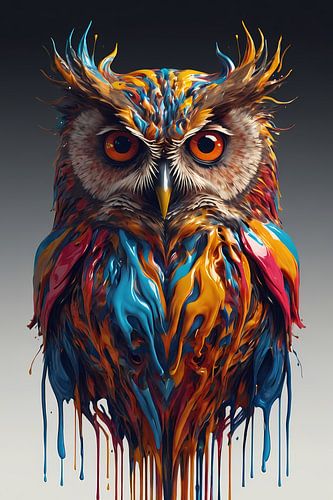 Abstracte Kleurendans van een Uil