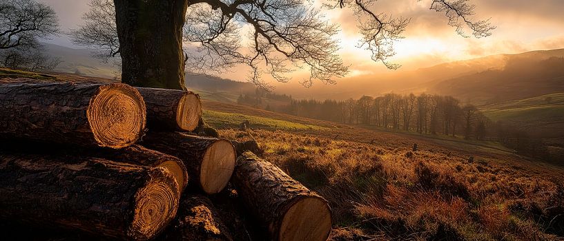 Woodpile in the sunset - Nature by Poster Art Shop