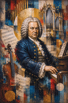 Duitse Componist Johann Sebastian Bach schilderij.