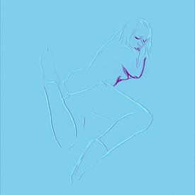 Sensuele vrouw digitale tekening schilderij verleidelijke Naakte aanlokkelijke erotische aantrekkelijke liggende luierende begeerlijke mooie dame lekker wijf van VenVision Art