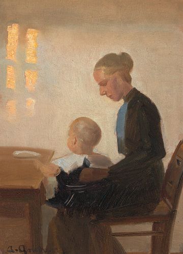 Anna Ancher, Een interieur met moeder en kind
