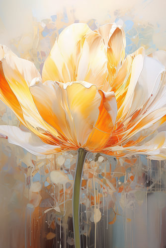 Abstract botanical wall art with a serene tulip