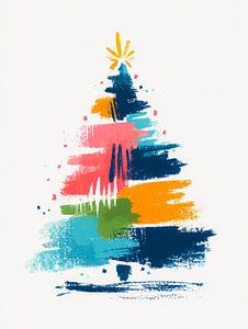 Abstrakter Weihnachtsbaum - moderne farbenfrohe Kunst voller festlicher Energie