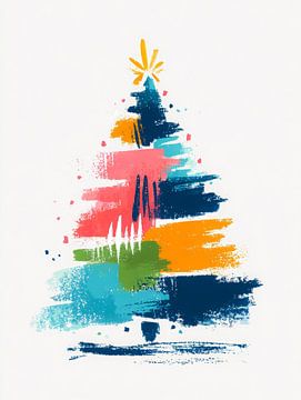 Abstrakter Weihnachtsbaum - moderne farbenfrohe Kunst voller festlicher Energie