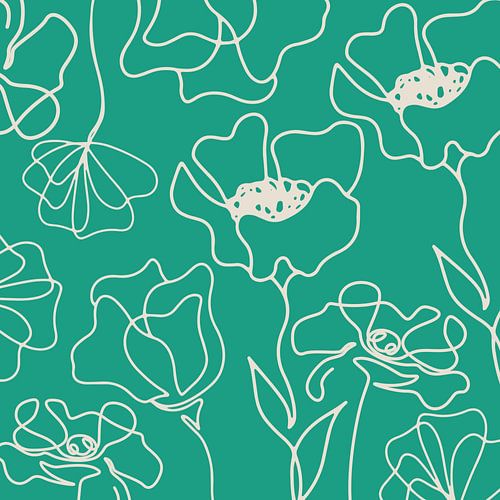 Scandinavische Bloemenmarkt Beige op Teal