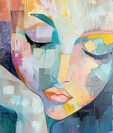 Modernes Frauenporträt mit Farbe von Blickfänger Gemälde