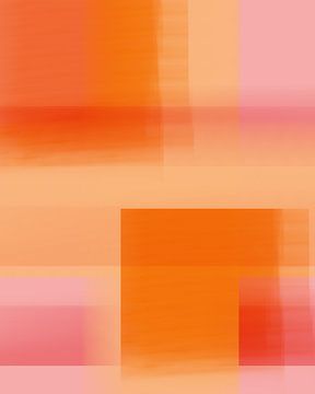 Abstract color blocks in bright pastels. Orange and pink. by Dina Dankers