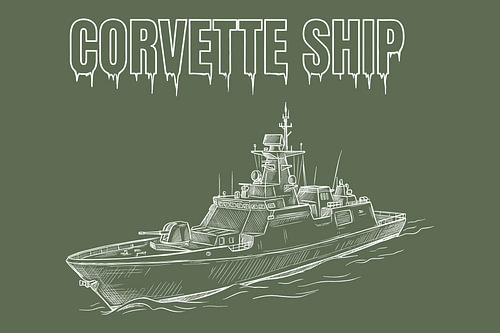 Minimalistisches Corvette-Poster im Strichzeichnungsstil