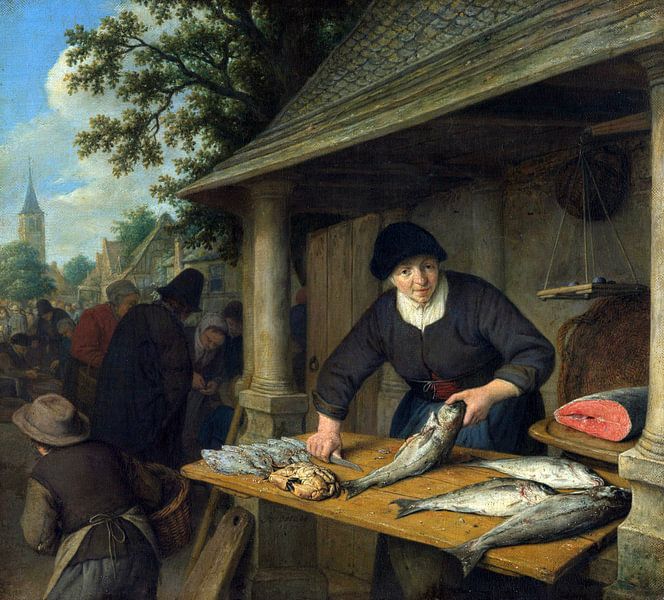 Die Fischverkäuferin, Adriaen van Ostade von Meisterhafte Meister