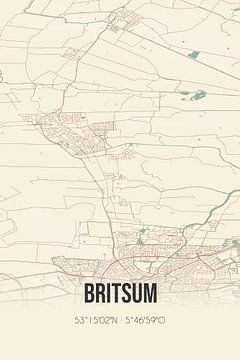 Vieille carte de Britsum (Fryslan) sur Rezona