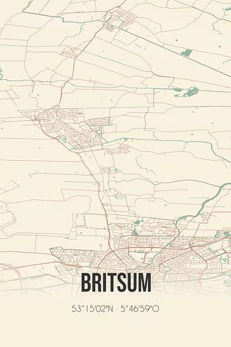 Vintage landkaart van Britsum (Fryslan)