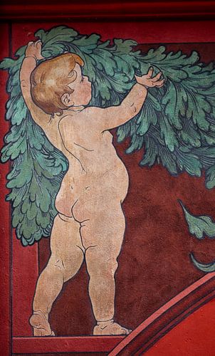 Fresco with child on Council House of Basel in Switzerland