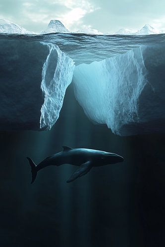 Walvis onder ijsberg