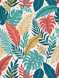 Vibrant Tropical Foliage Pattern by Artistic