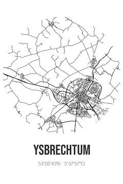 Ysbrechtum (Fryslan) | Landkaart | Zwart-wit van MijnStadsPoster