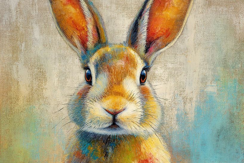 Friendly rabbit with ears by Abstract Painting