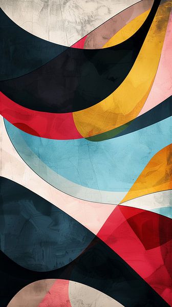 Kleurrijke abstracte rondingen in retrostijl van artefacti