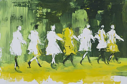 Dansende figuren in groen abstract